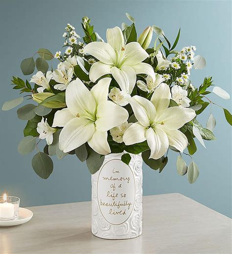 White Lily Bouquet For Sympathy From 1 800 Flowerscom