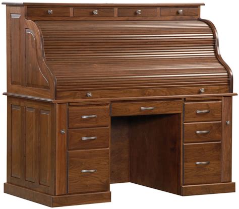 Professors Walnut Roll Top Desk Countryside Amish Furniture