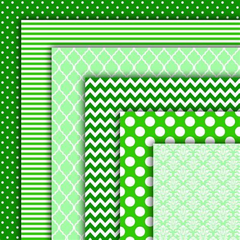 Green Digital Paper Scrapbook Papers Background Polka Dots Etsy