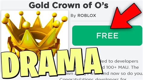 Roblox Free Golden Crown Of Os With 0 Place Visits Drama Youtube
