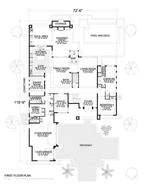 Floor Plan First Story Of Contemporary Plan 107 1015 Modern House Plan