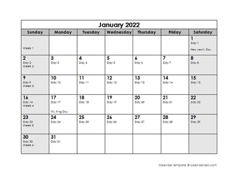 2022 Julian Calendar Free Printable Templates
