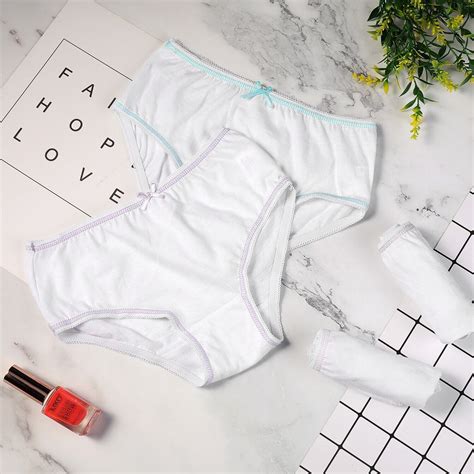 Buyless Fashion Girls Panties White Cotton Briefs Underwear Colored Trim 4 Pack Ebay