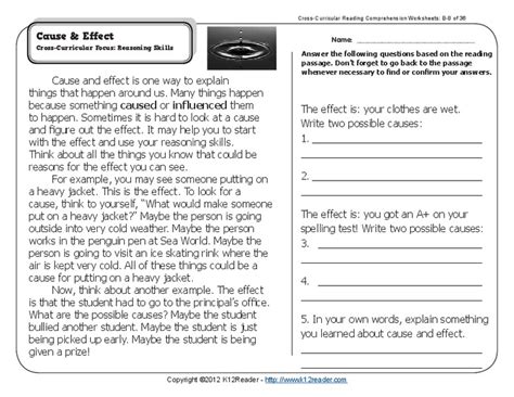 Cause And Effect Worksheet For 2nd 3rd Grade Lesson Planet