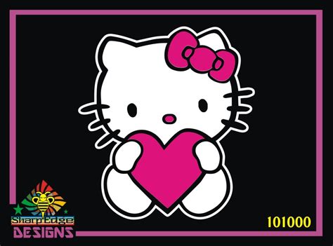 hello kitty with pink heart and bow vinyl decal