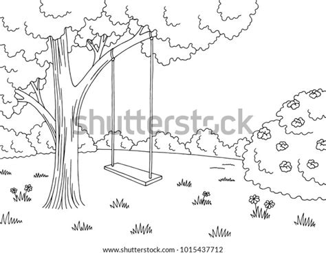 Tree Swing Graphic Black White Forest Stock Vector Royalty Free