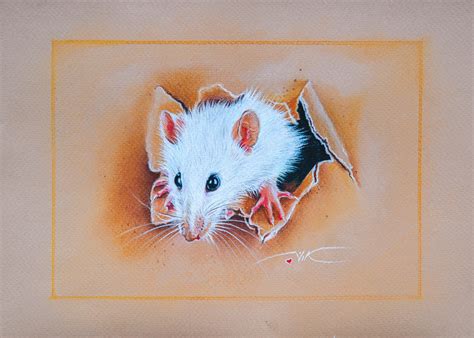 Painting Mouse Small Picture Original Painting Wall Art Pastel Etsy