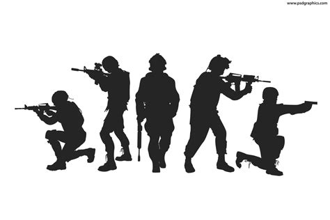 Soldiers Silhouettes Vector Psdgraphics