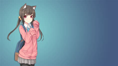 Anime Anime Girls Cat Girl School Uniform Animal Ears
