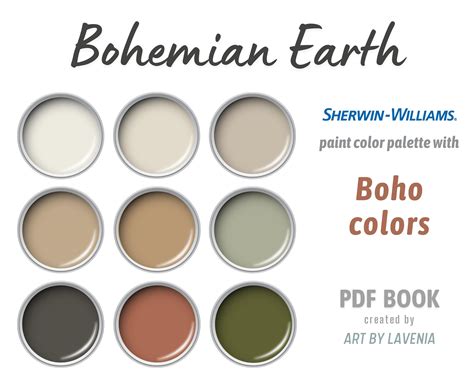 Sherwin Williams Boho Paint Color Palette Bohemian Earth Etsy Uk