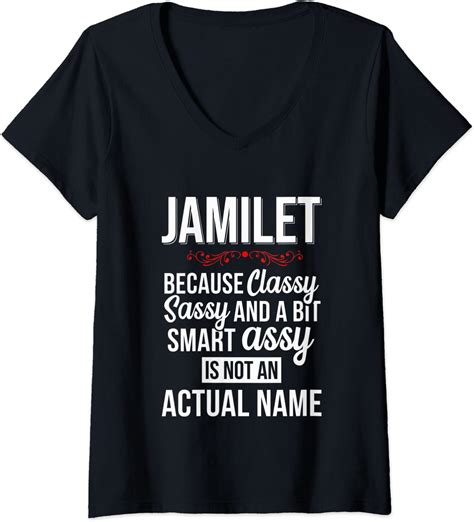 womens classy sassy and a bit smart assy jamilet personal name v neck t shirt