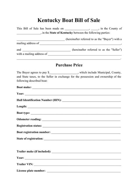Kentucky Boat Bill Of Sale Form Fill Out Sign Online And Download