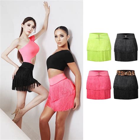 Sexy Latin Dance Skirt Women Double Tassels Adult Latin Practice Clothes Fringe Skirt Cha Cha