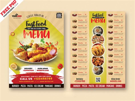 Restaurants Food Menu Card Design Template Download Psd