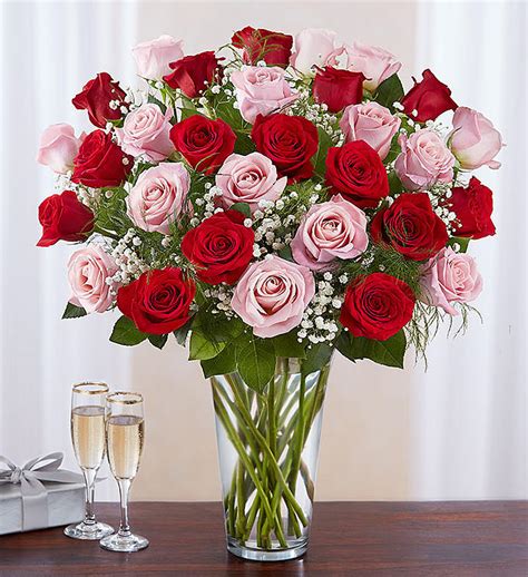 3 Dozen Pink And Red Rose Vase The Carriage House Florist