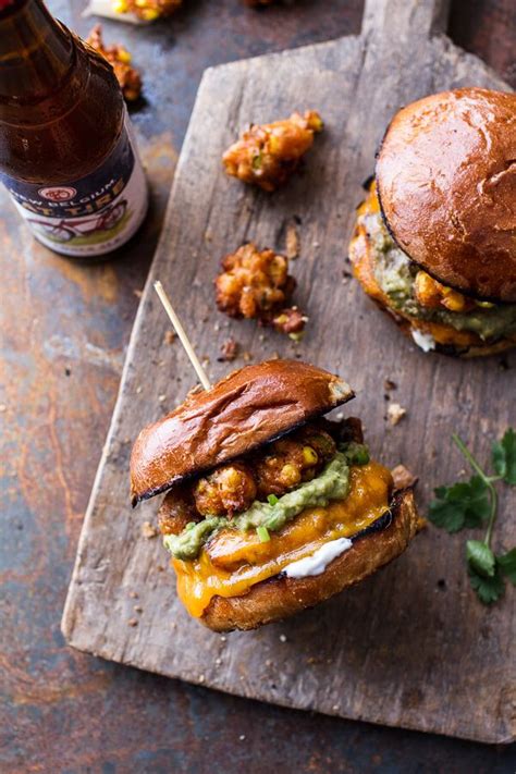 Chipotle Cheddar Burgers With Corn Fritters Hbharvest Recipe Food