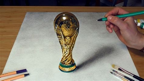 Fifa World Cup 2018 Football Cup Realistic Drawing In 3d Optical