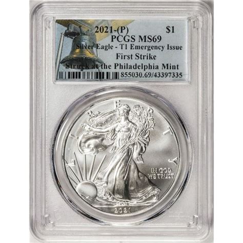2021 P Type 1 1 American Silver Eagle Coin Pcgs Ms69 First Strike