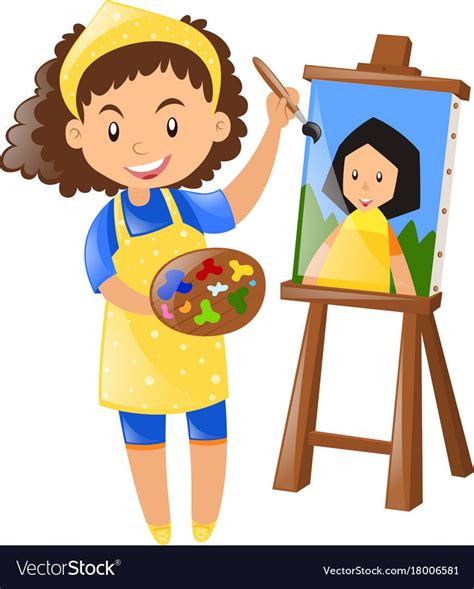 Cartoon Painting Cartoon Clip Art Female Painters Preschool