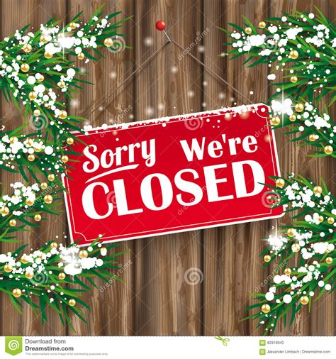 Christmas Twigs Worn Wood Closed Sign Stock Vector Illustration Of