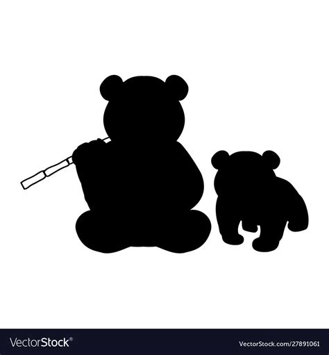 Silhouette Panda And Young Little Panda Royalty Free Vector