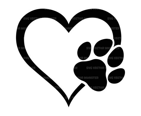 A Heart Shaped Paw Print With An Image Of A Dogs Paw In The Shape Of A