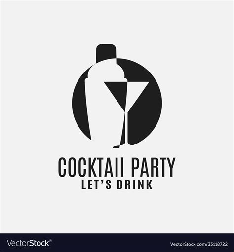 Cocktail Shaker With Martini Glass Logo Royalty Free Vector
