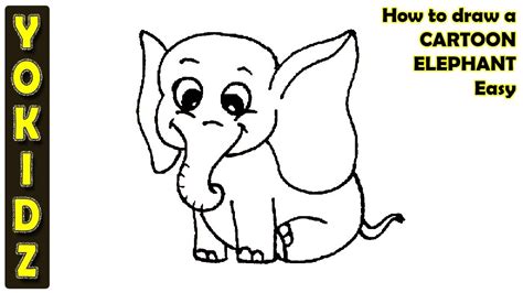 How To Draw A Cartoon Elephant Easy Youtube