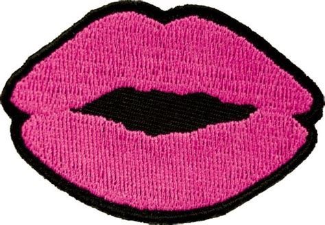 Pink Kissing Lips Ladies Embroidered Biker Patch Leather Supreme