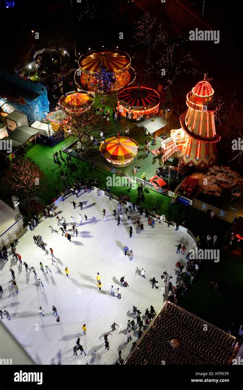 Ice Skating At Winter Wonderland Cardiff Stock Photo Alamy