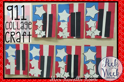 Some Red White And Blue Paper Stars On A Wall With The Words Collage Craft