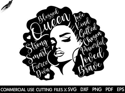 Afro Queen Svg Afro Lady Svg Curly Hair Svg For Silhouette Afro Woman