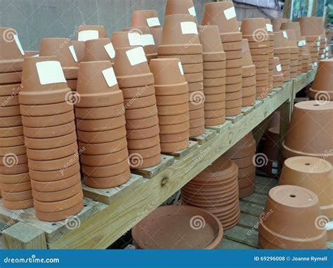 Stacks Of Terracotta Flower Pots For Sale Stock Photo Image Of