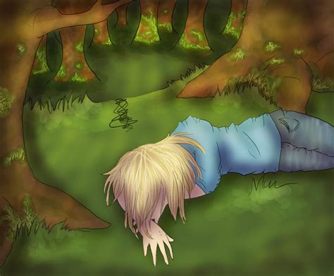 passed out in woods by racoonbane on deviantart