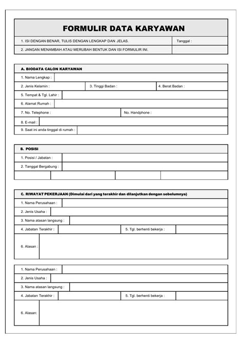 Contoh Form Permintaan Karyawan