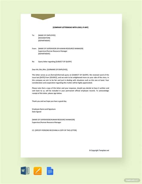 Many approach writing them with trepidation and insecurity, thinking that if they write too little, too much, or. Query Letter Template to Employee Free PDF - Word ...