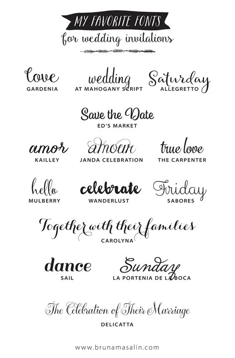 My Favorite Fonts For Wedding Invitations Bruna Masalin Wedding