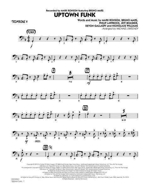 Download Uptown Funk Trombone 4 Sheet Music By Mark Ronson Ft Bruno