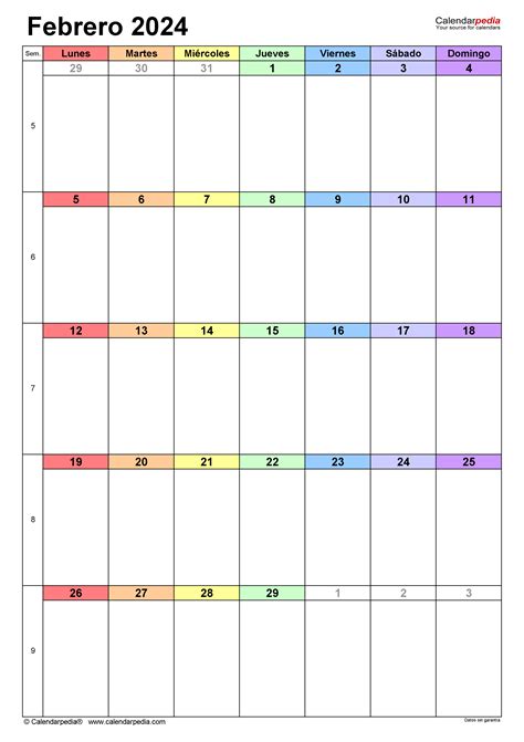 Calendario Febrero En Word Excel Y Pdf Calendarpedia