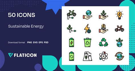 Sustainable Energy Icon Pack Lineal Color 50 Svg Icons