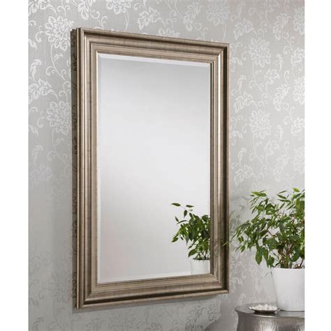 Rectangular Silver Aged Frame Wall Mirror Mirrors Homesdirect365