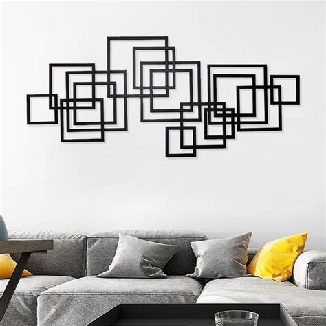 472 X 197 Geometric Rectangular Black Metal Wall Decor