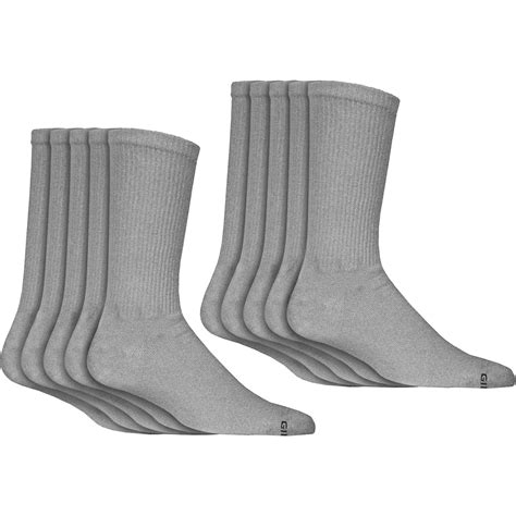 Gildan Mens Active Cushioned Crew Socks In Grey 10 Pack