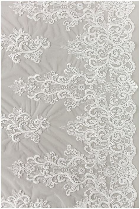 L17 169 Heavy Embroidered Lace Fabric Bridal Lace Fabric Etsy