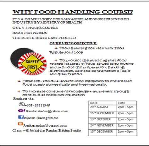 This course provides the nationally recognised certificate for sitxfsa001 use hygienic practices for food safety and allows you to work in the retail, hospitality. Pandan Pusat Bekalan Bakeri: FOOD HANDLING COURSE