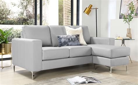 Baltimore Light Grey Leather L Shape Corner Sofa Furniture Choice