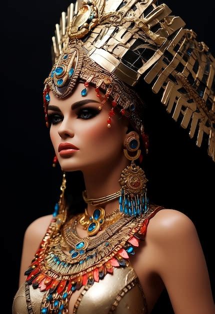 Premium Ai Image Egyptian Queen In Attractive Hot Body Shape Wearing Golden Accessories Royal