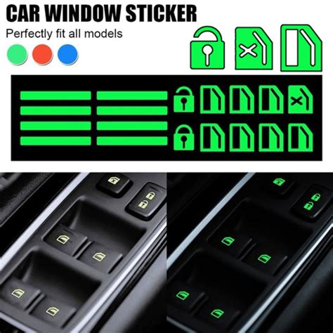 Car Window Button Luminous Sticker Lifter Switch Night Fluorescent