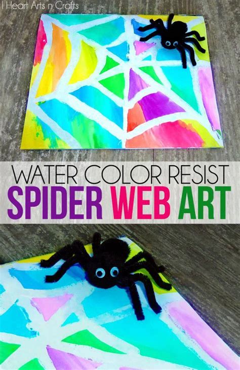 Water Color Resist Spider Web Art. With different colors, this would be