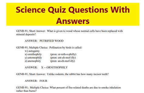 Science Quiz Questions With Answers Pdfexam